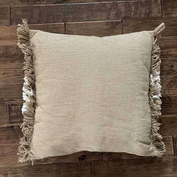 Threshold Studio McGee Woven Striped Throw Pillow Neutral Cream Fringed Trim - Picture 7 of 7